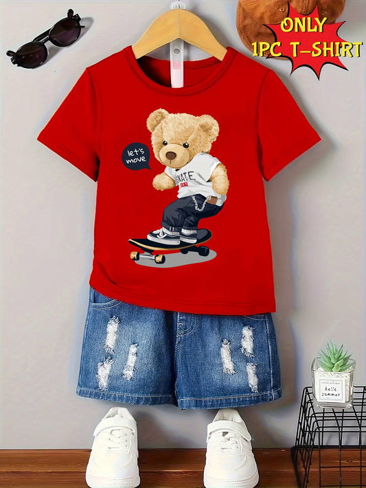 Boys's Graphic Print T-Shirt - Short Sleeve – Red – Red option – main product image