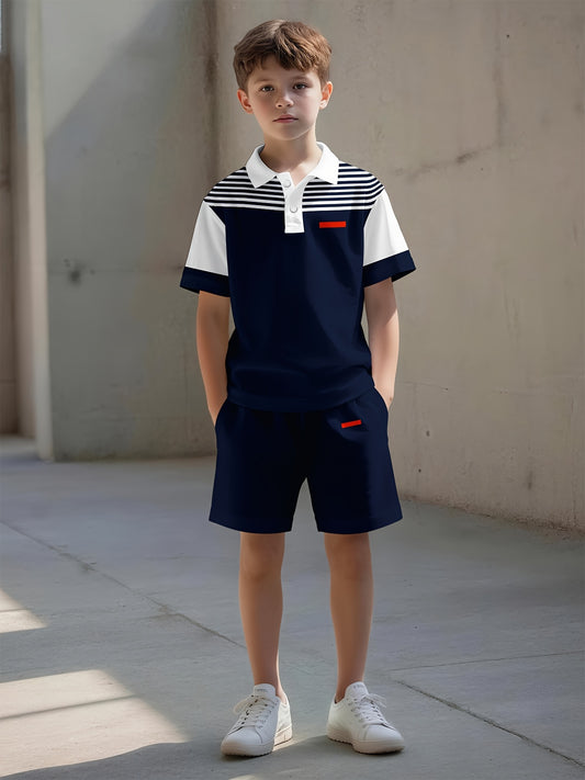 Boys' Striped Outfit Set – Navy option – main product image