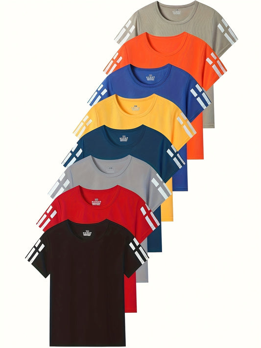 Boys Striped Performance T-Shirt - Crew Neck Short Sleeve – main product image
