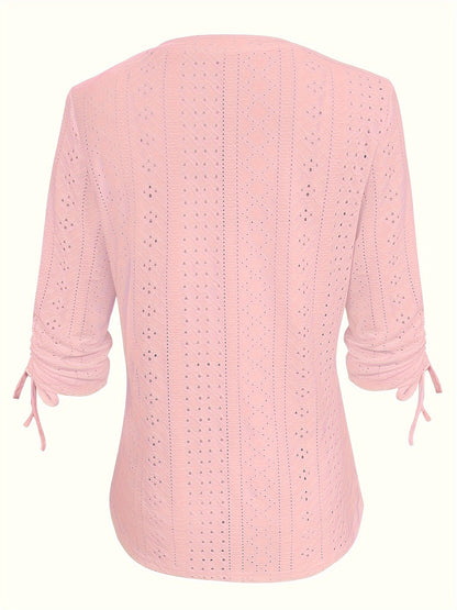 European and American Style Solid Color Jacquard Button Long Sleeve Shirt