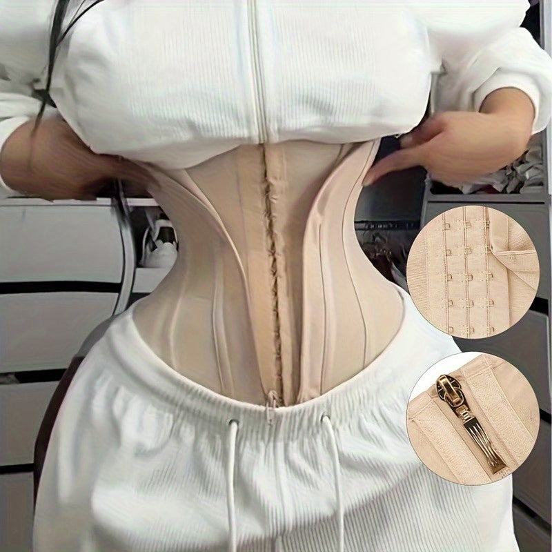 Women's Waist Trainer with Zipper Closure Hooks Corset Ideal for Gym Everyday - product view 3