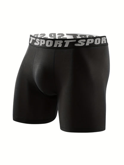 4 Pack Of Men's Underwear Men's Long Sports And Fitness Briefs, Breathable, Comfortable And Healthy Men's Boxer Briefs Fashion Trend Simple Casual Sports Men's Pants