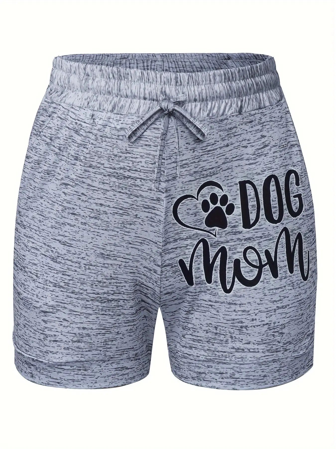 Casual Shorts for Plus-Size Women Featuring a Dog Mom Design, with a Paw Print Pattern, Elastic Waistband, And Lightweight Stretchable Fabric Ideal for The Beach, Vacations, And Light Workouts. They Are Machine Washable, Perfect for Holiday Wear