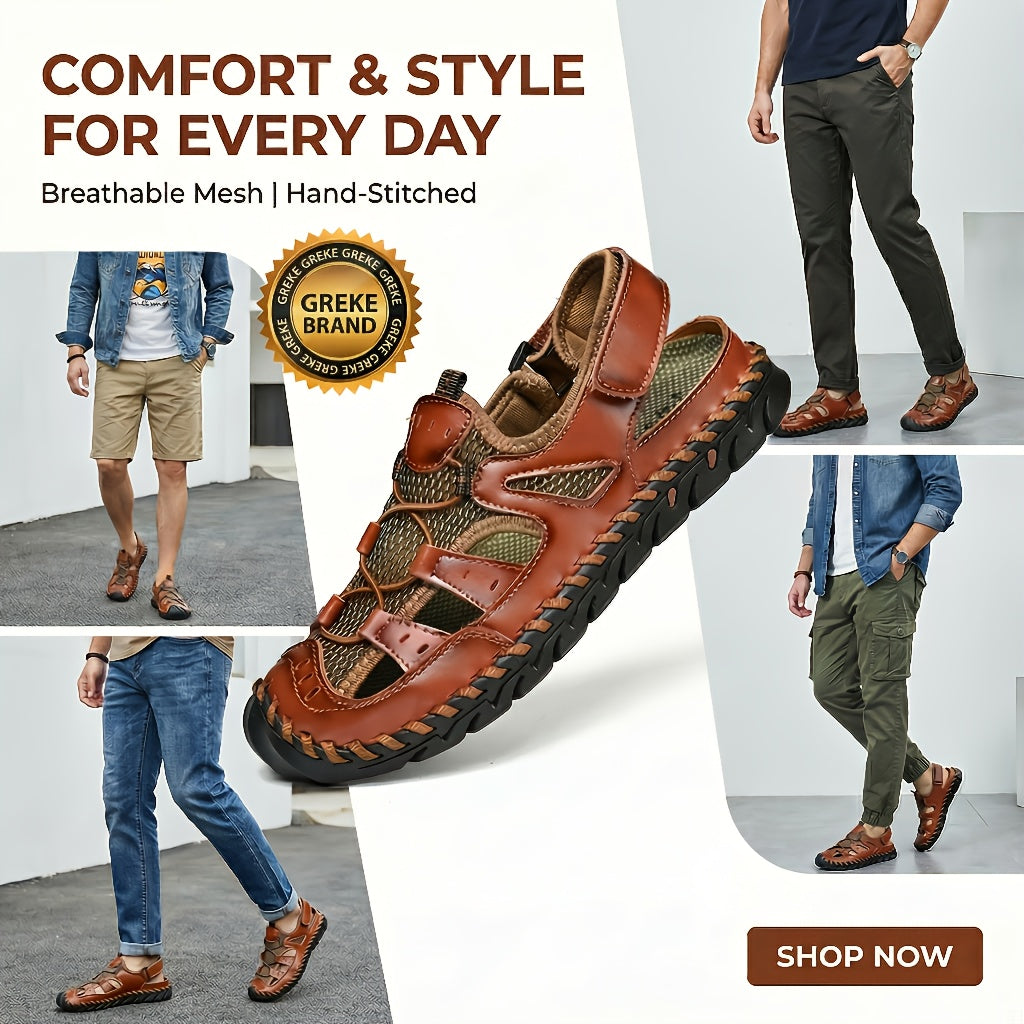GREKS Men's Closed Toe Sports Sandals-Non-slip Quick-drying Men's Water Sandals Beach Shoes-Soft Casual Walking Breathable Shoes, Sports Sandals for Men, Sandals for Men High Quality, Shoes for Men Sandals, Sandals for Women Summer, Orthopedic