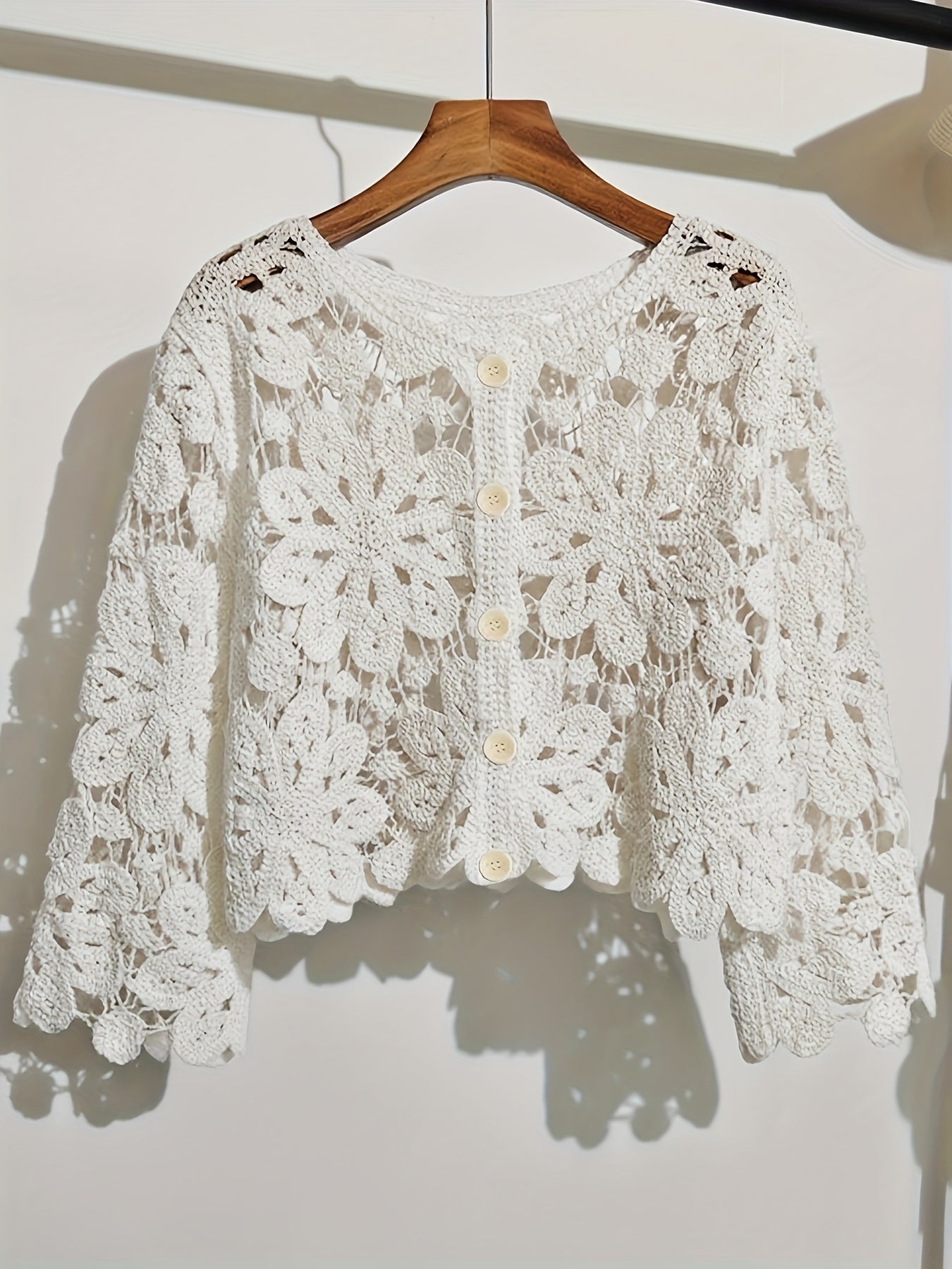 New Cardigan Bohemian Style Jacquard Hollow Crochet Embroidered Women'S Top