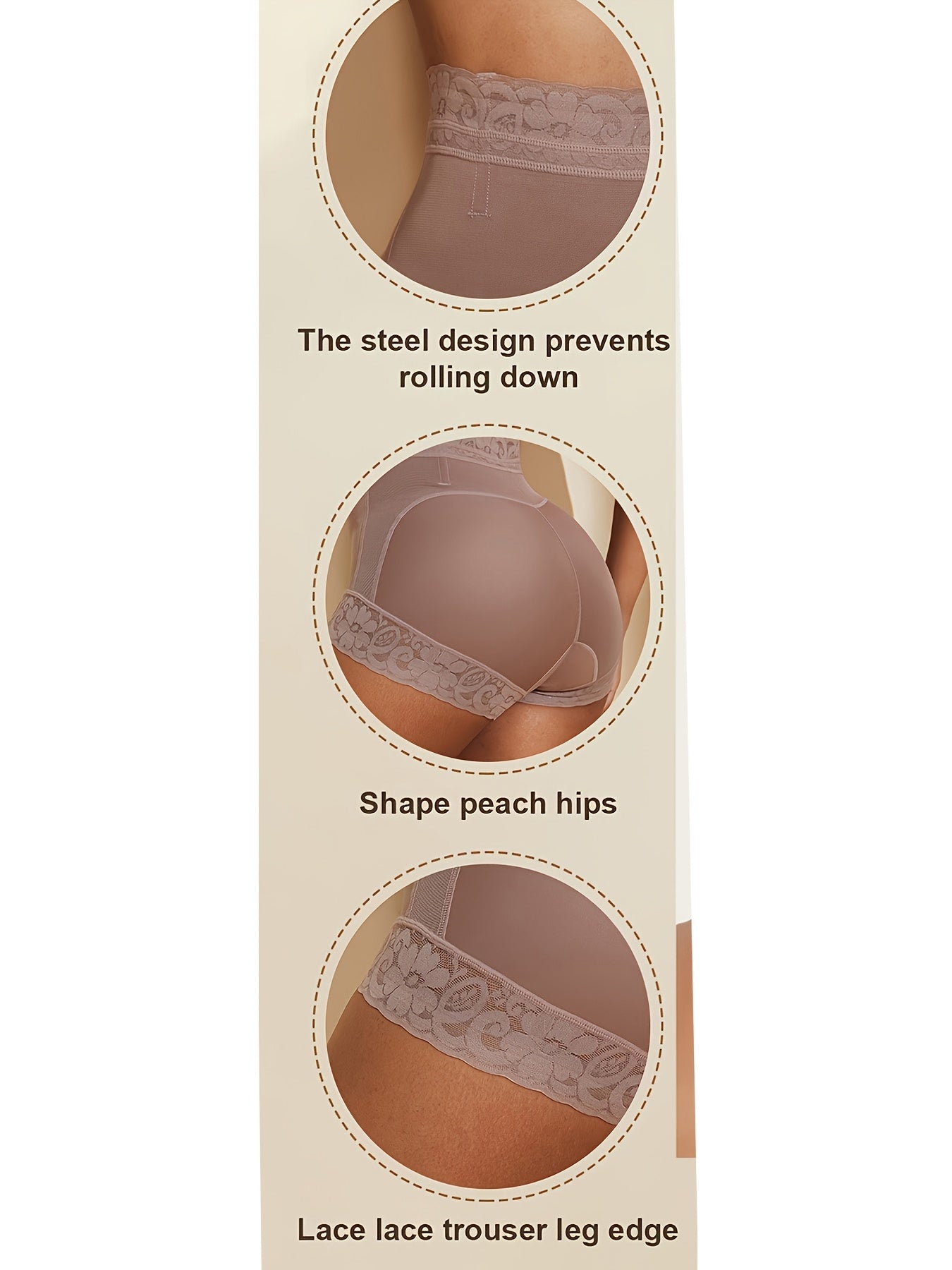 3pcs Mixed Color Shaping Butt-Lifting Panties, Women's Shaping Underwear, Butt Lift Panties, High-Waist Tummy Control, Lace Trim, Postpartum Tummy Control, Base Layer Tights