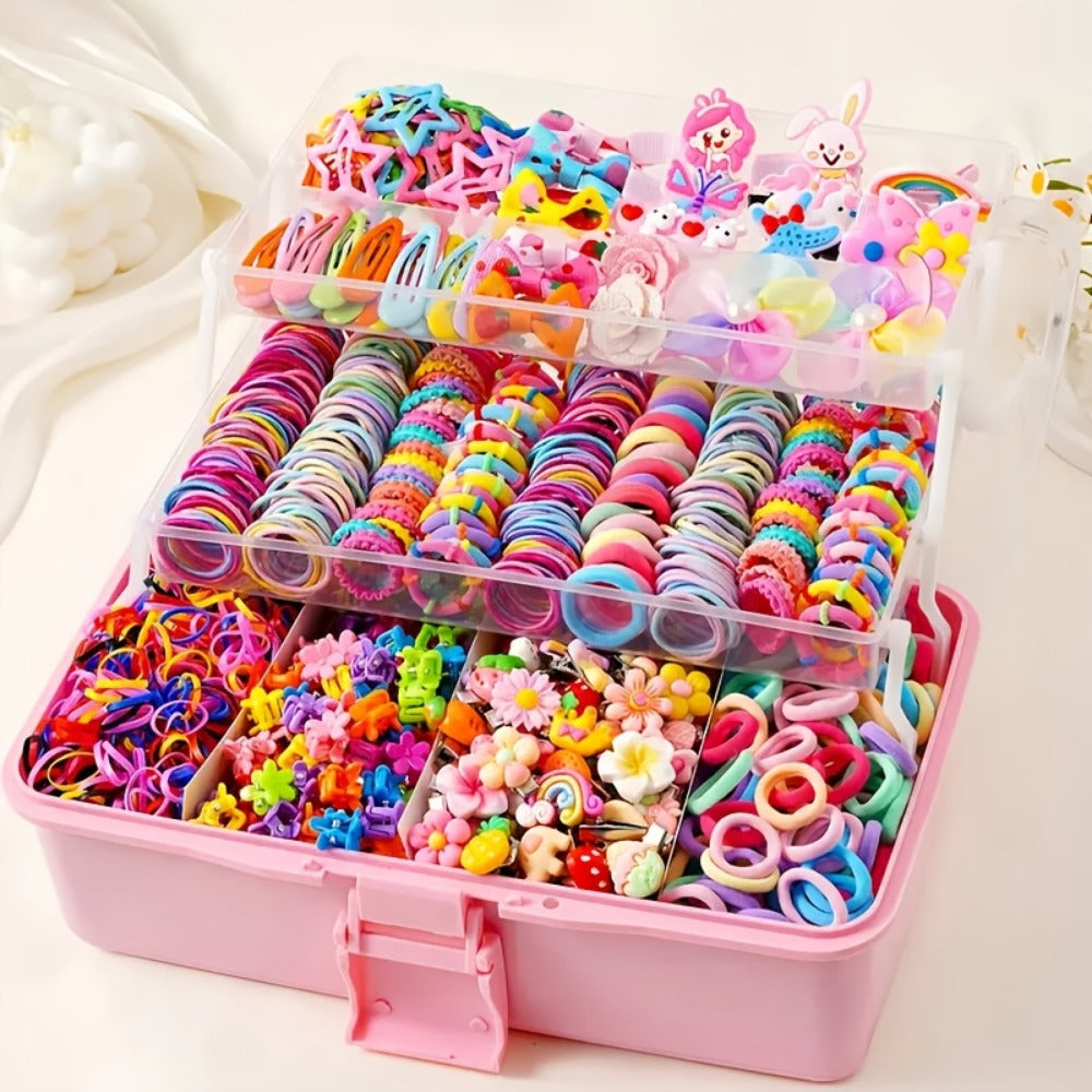 Girls' Hair Accessories Set 718-Piece - Bows and Clips