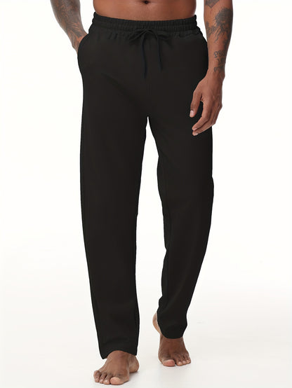EXARUS Men'S Yoga Sweatpants Set - 2pcs, Athletic Lounge Pants with Open Bottom Straight Leg And Pockets