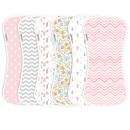 6-pack Soft And Breathable Newborn Burp Cloth, Spit-up Cloth, Cute Cartoon Unisex Design, Multi-purpose Burp Cloth Set For Babies