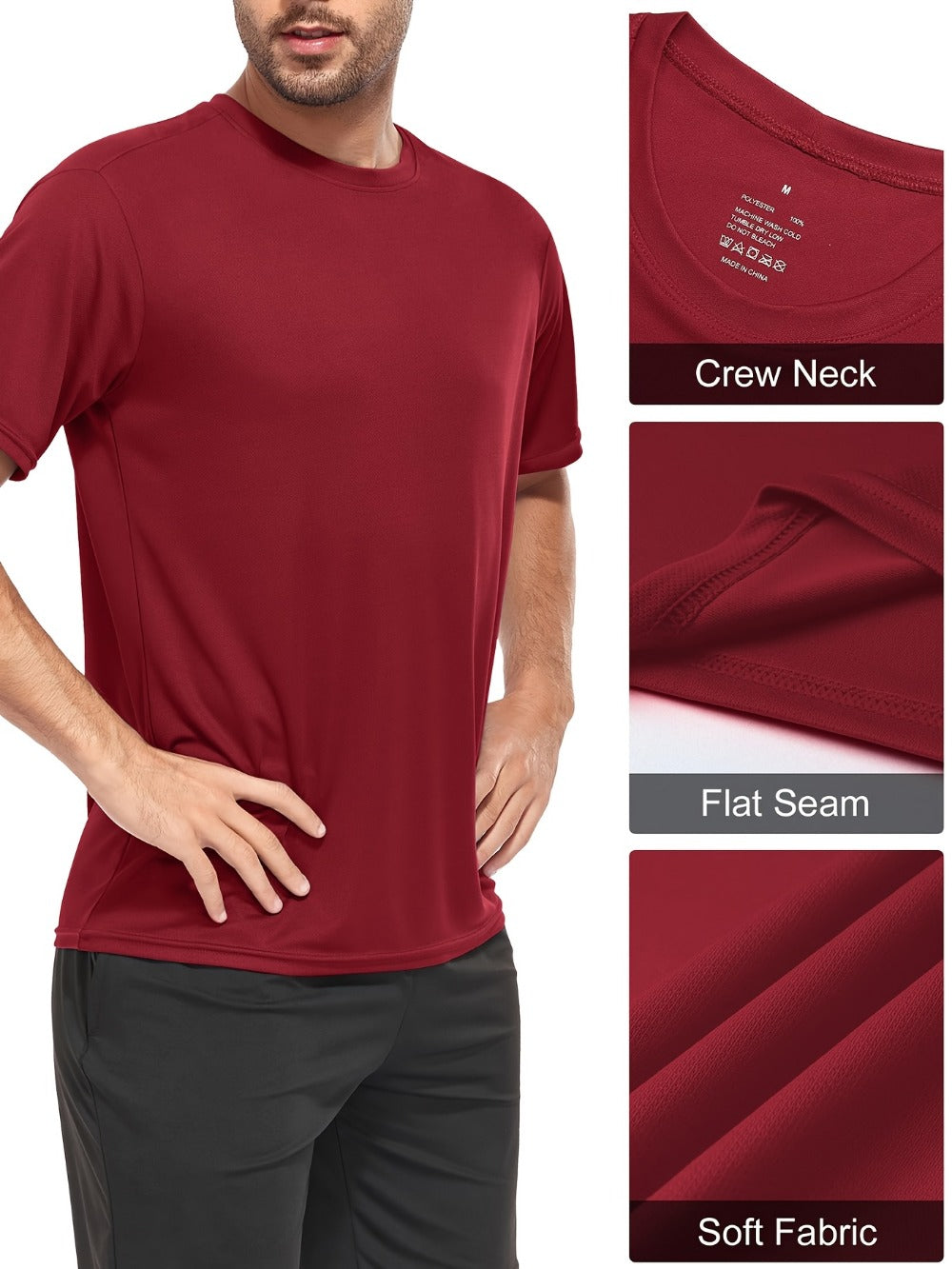 Men's Performance T-Shirt - Round Neck Short Sleeve Streetwear Style 577701