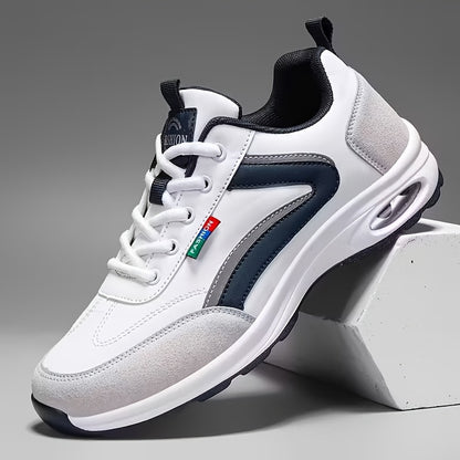 [Men's Fashion Sneakers] Men's Fashion Sneakers - Lace-up Design, PU Material, Comfortable Lining, Non-slip Casual Style, Soft-soled Running Shoes, Suitable for Outdoor Activities