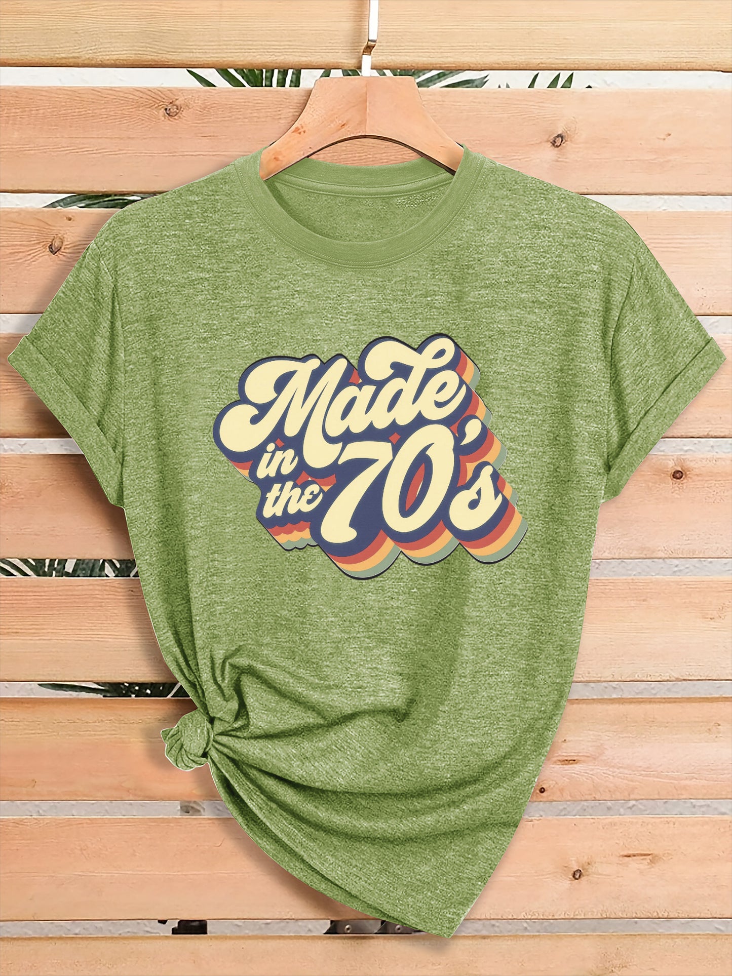 Women'S Summer Retro 70s Printed Crew Neck T-Shirt, Loose Fit, Comfortable Fabric, Daily Casual Top