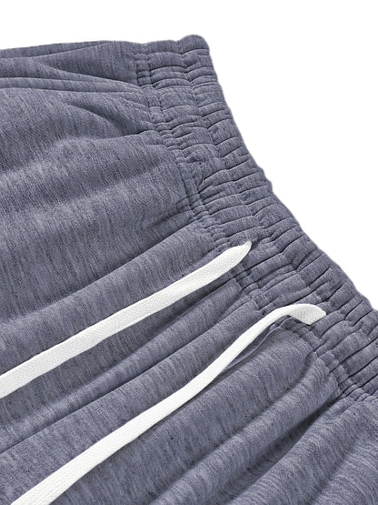 3pcs Summer Trendy All-match Long Pants [soft Knitted Joggers] Men's Soft Knitted Joggers - Loose Fit, Elastic Waist with Drawstring, Two Side Pockets - Machine Washable