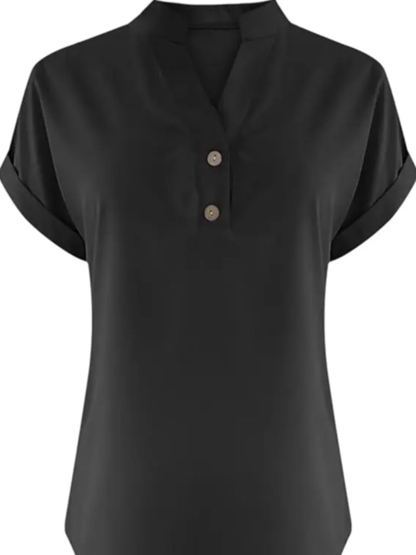 ZOELNIC Women's V-Neck Button-Front Placket T-Shirts - Short Sleeve Casual Summer Tops, Breathable Daily Wear Shirts Suitable for Spring/Summer, Solid Color Casual Wear, Machine Washable (No)