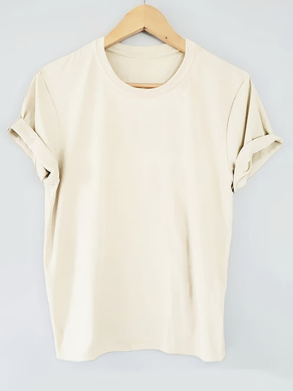 3pcs Pack Solid Color 100% T-Shirt, Summer And Spring Short Sleeve Crew Neck Casual Top, Women'S Clothing