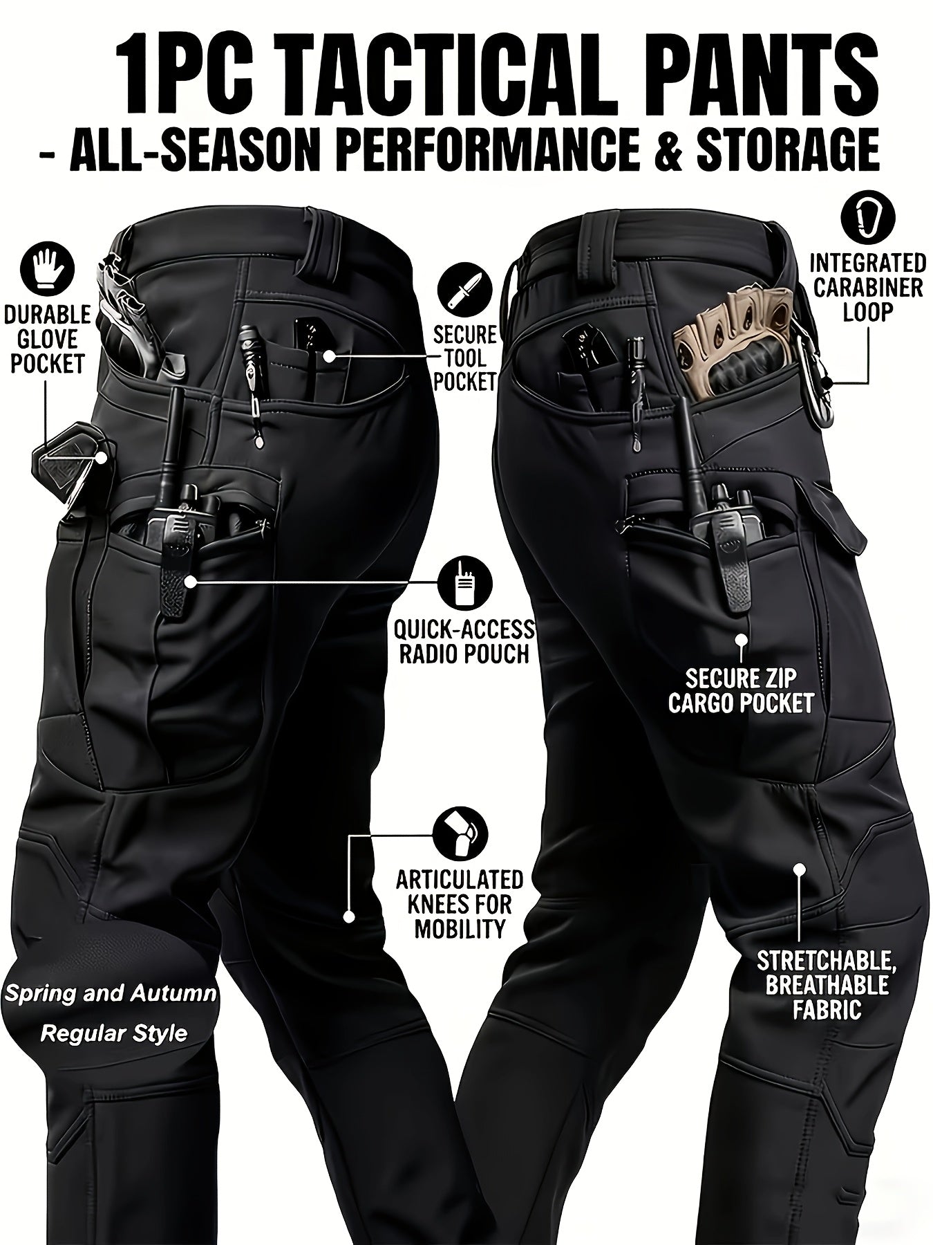 Men's Color A Polyester Cargo Cargo Pants - product view 8