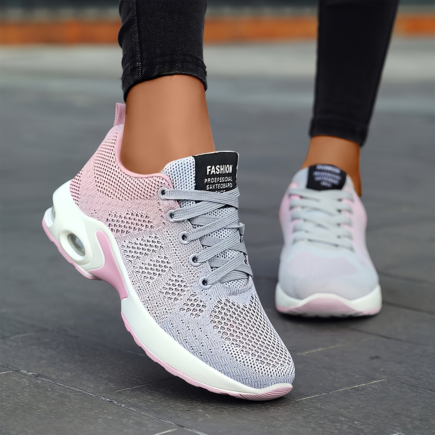 Sneakers, New Women's Road Running Shoes Knitted Mesh Color Blocked Breathable Comfortable Casual Shoes Lightweight Soft Bottom Air Cushion Cushioned Running Shoes Four Seasons Fashion Versatile Outdoor Leisure Sports Walking Women's Shoes