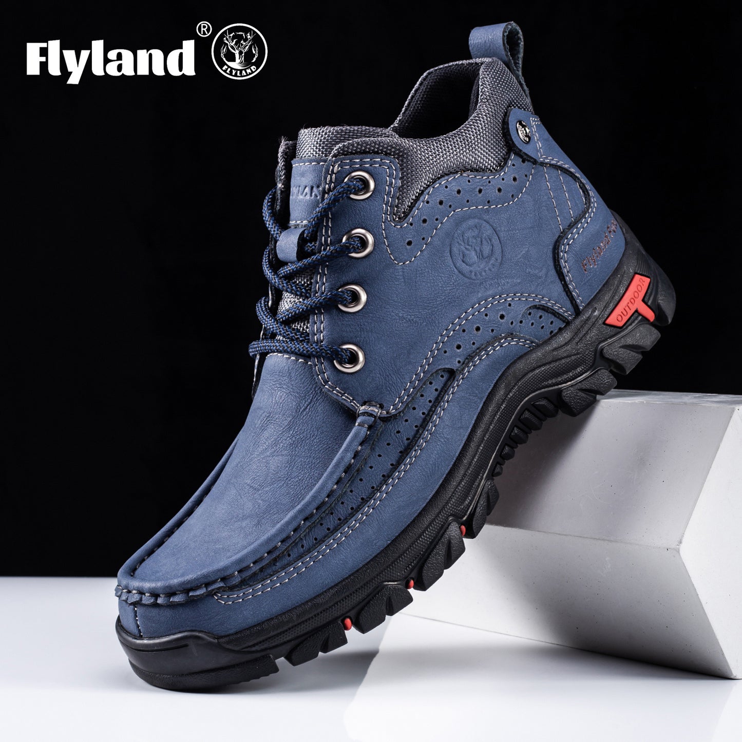 FLYLAND Men'S Fashion Vintage Classical Genuine Faux Leather Handmade Chukka Boots Daily Casual Work Office Shoes