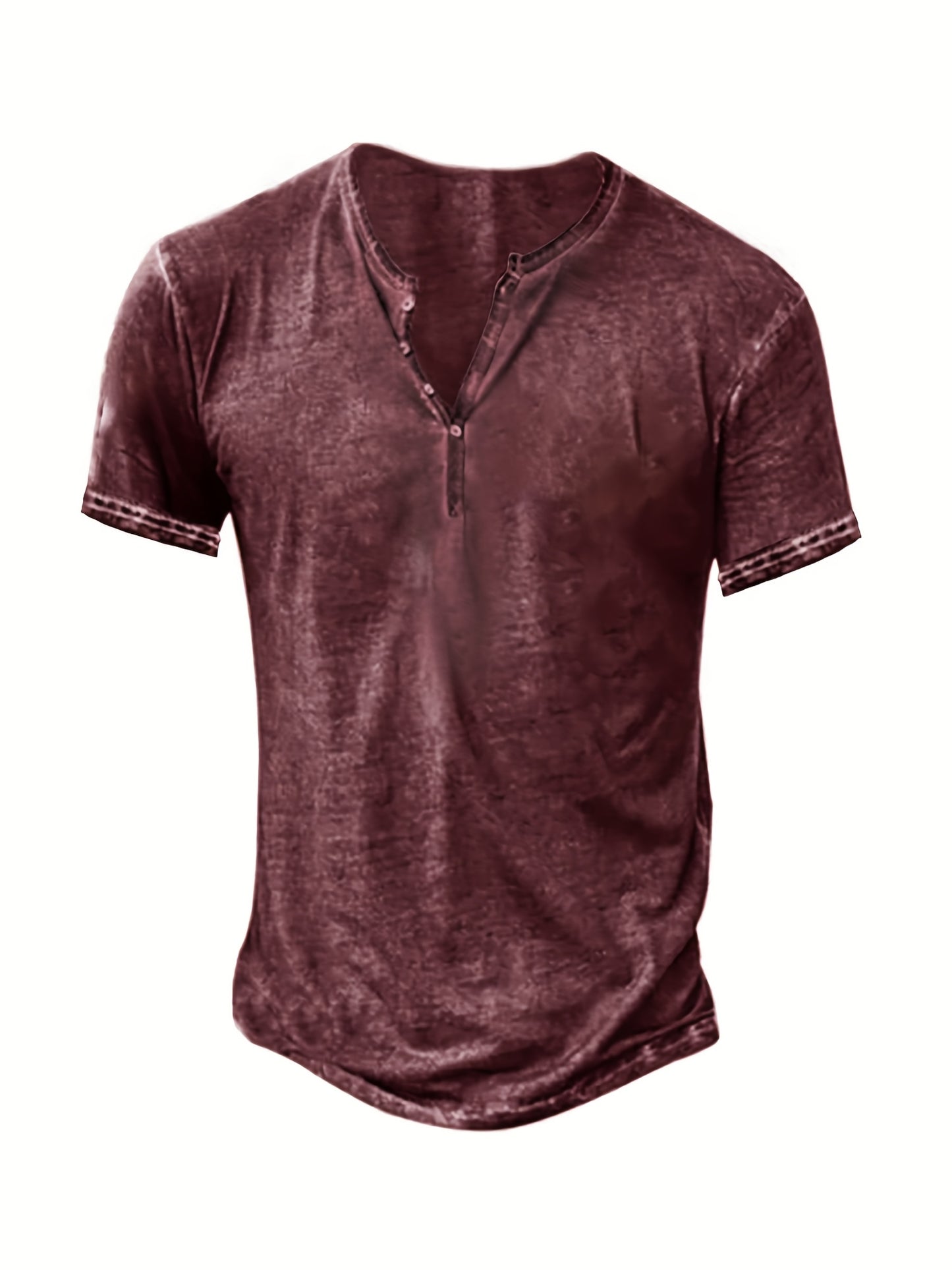 Mens Distressed Henley Shirts Short Sleeve Button T-Shirt Slim Fit Cotton Casual Shirt