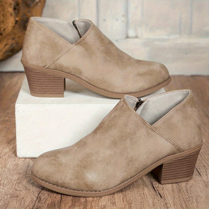 Women's Pointed Toe Fashionable Versatile Ankle Boots with a Low Flat Heel, Women Shoes