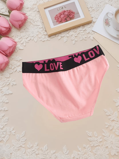 10pcs Loving Heart Ladies Panties Comfortable Breathable Women'S Triangle Panties Wide Waistband