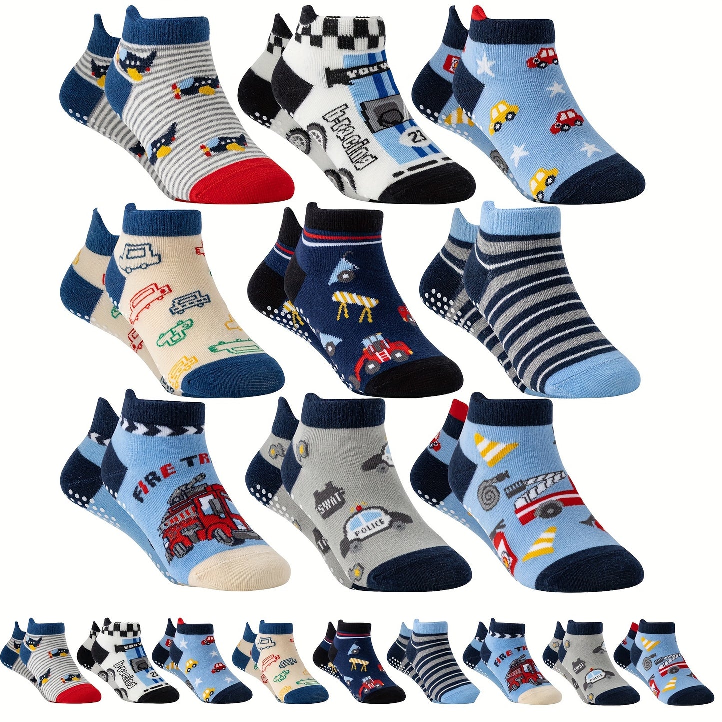 9/18 Pairs Of Baby Boys Toddlers Grips Socks Kids Non Slip Anti Skid Ankle Car No Show Socks With Grippers Gift Socks
