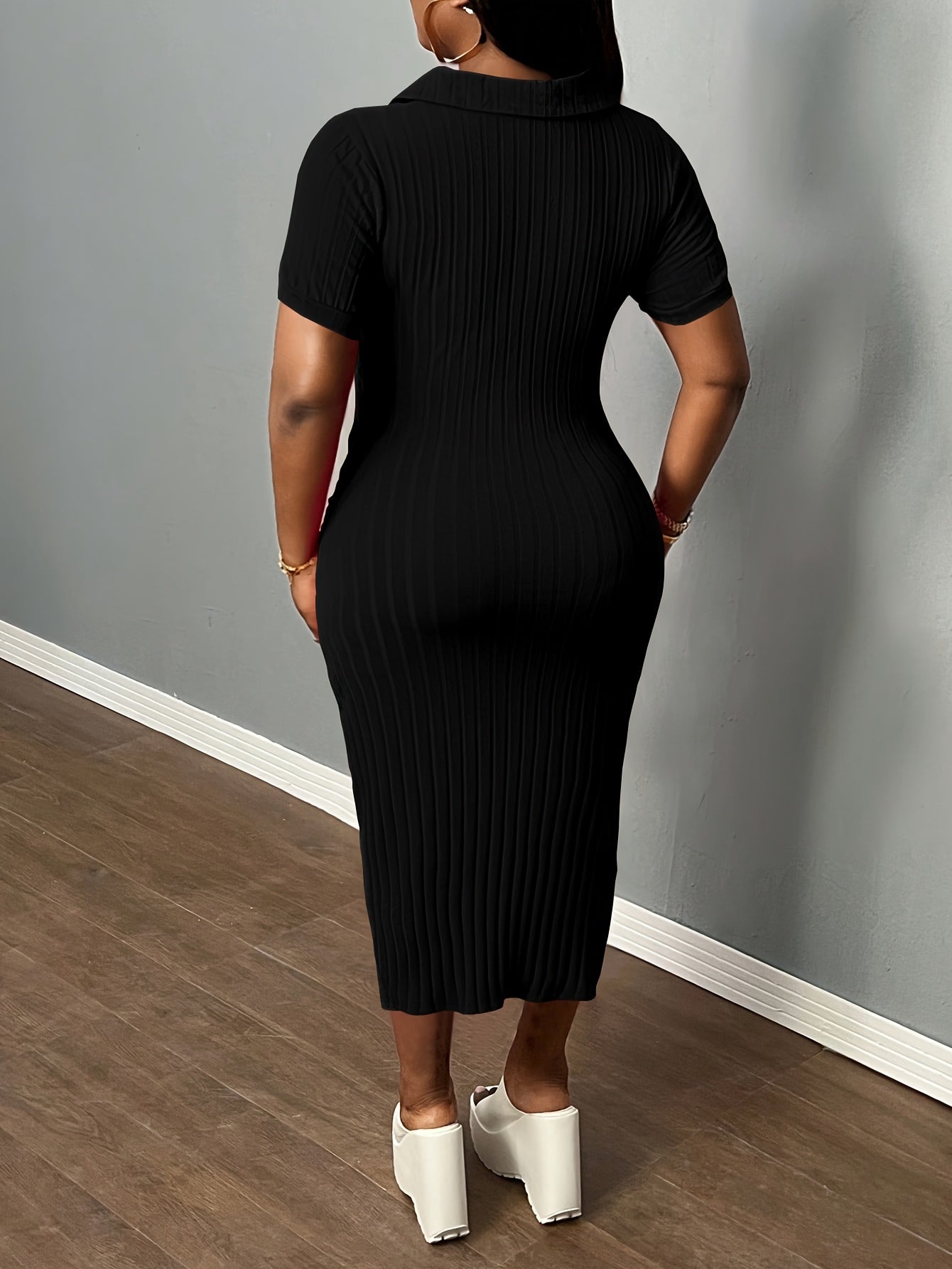 [Sexy Bodycon Dress] Sexy Summer Bodycon Dress | Women's Neck Casual Short Sleeve Basic Pencil Midi Club Dresses