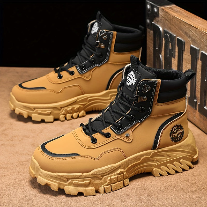 Men'S Shoes 2026 Autumn And Winter New High-Top Cargo Shoes Non-Slip Wear-Resistant Platform Soled Casual Shoes Fashionable And Versatile Trendy Shoes Men