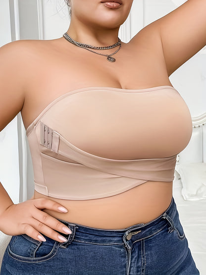 [Strapless Seamless Bra] Smooth Strapless Bra With Natural Light, Seamless And Invisible Side Clasps, Providing Uplift And Support