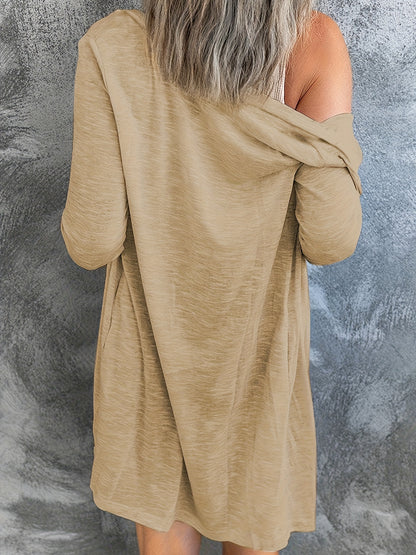 Solid Color Button Front Cardigans, Casual Long Sleeve Long Length Cardigans Top for Spring And Fall, Women'S Clothing