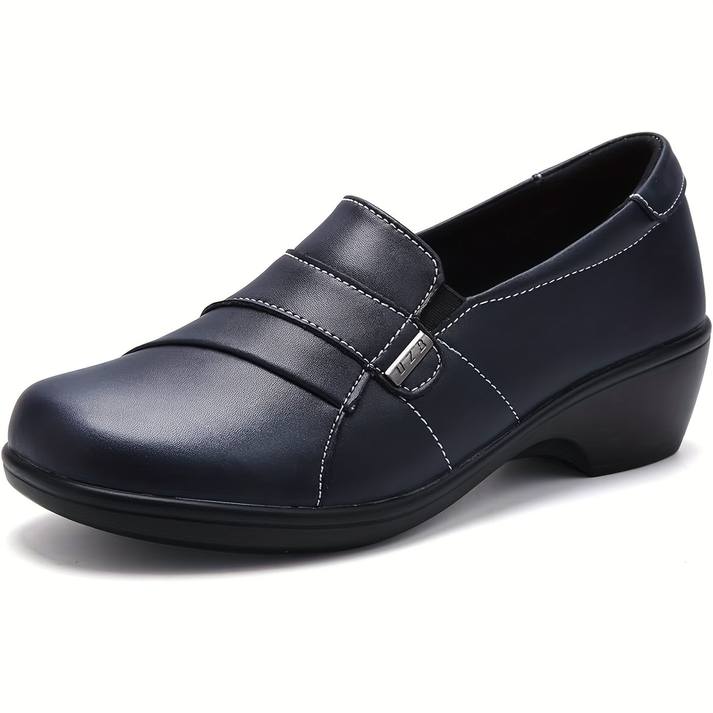 Women's Slip-On Low Heel Loafers - Lightweight Dress Shoes Suitable for Work & Casual Wear, Round Toe Microfiber & Sole, - Comfortable Professional & Everyday Sneakes, Women Shoes