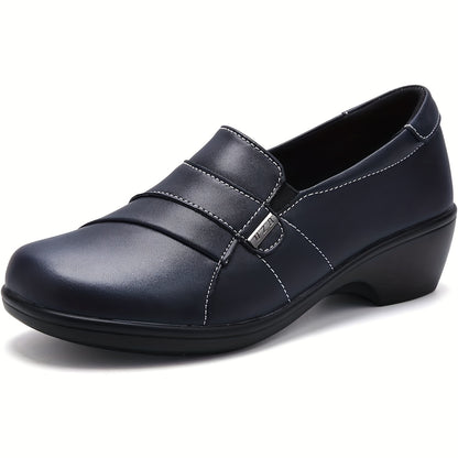 Women's Slip-On Low Heel Loafers - Lightweight Dress Shoes Suitable for Work & Casual Wear, Round Toe Microfiber & Sole, - Comfortable Professional & Everyday Sneakes, Women Shoes
