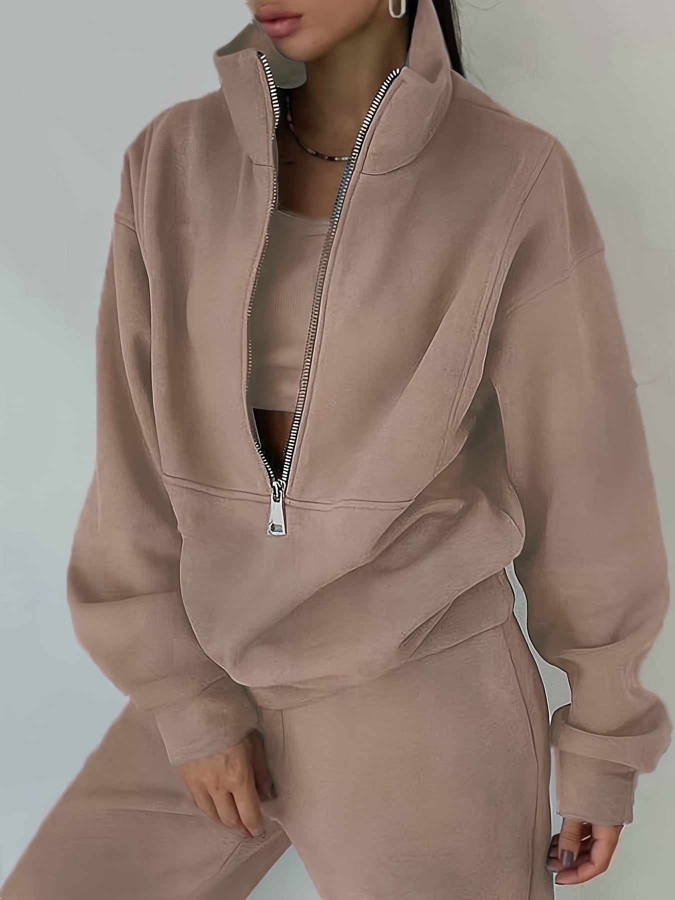 Women'S Two-Piece Set, Fleece Sweatshirt, Sporty Street Casual Fashion Set for Women