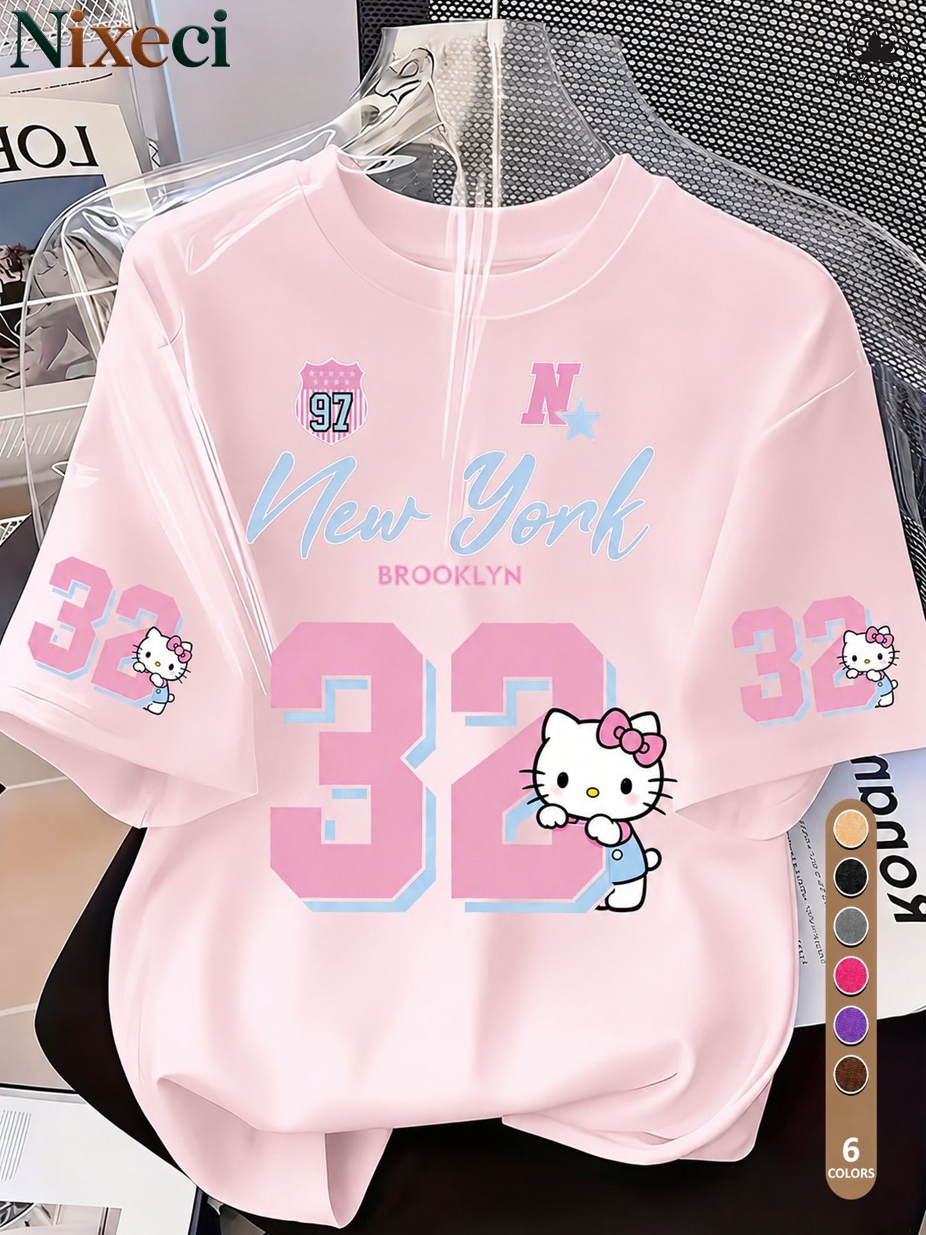 Nixeci Women'S T-Shirt Sanrio T-Shirt Independence Day American Patriotic Style Women'S T-Shirt Women'S T-Shirt Printed Round Neck T-Shirt, Summer Casual Vacation Women'S Short Sleeve Tops, Women'S Retro Shirts, Multi-C