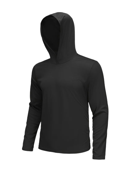 5pcs Men's Hooded Long-sleeved Quick-drying Clothes, Breathable Ice-sensitive Technology Fabric, Moisture-absorbing And Sweat-wicking, Outdoor Sports And Fitness, And Windproof