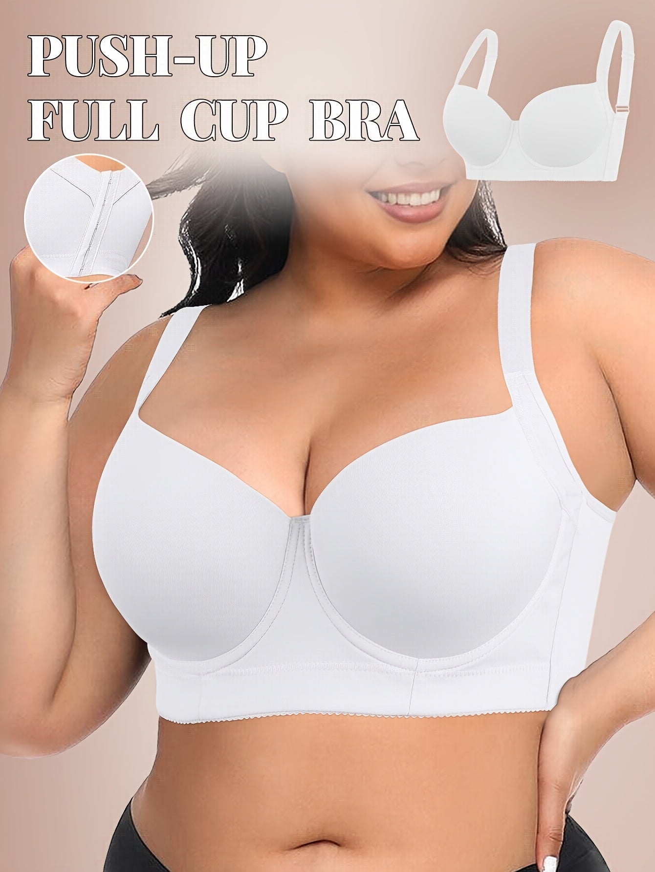 Seamless Large Size Push-up Bra for Women with Wide Shoulder Straps, Comfortable And Simple Bra
