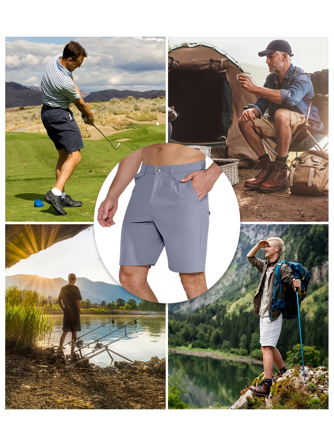 Men's Golf Shorts 9" Hiking Work Sports Casual Stretch Quick Dry High Quality Lightweight Work Shorts with 5 Pockets Quick Dry, Stretchy Comfort for Hiking & Leisur