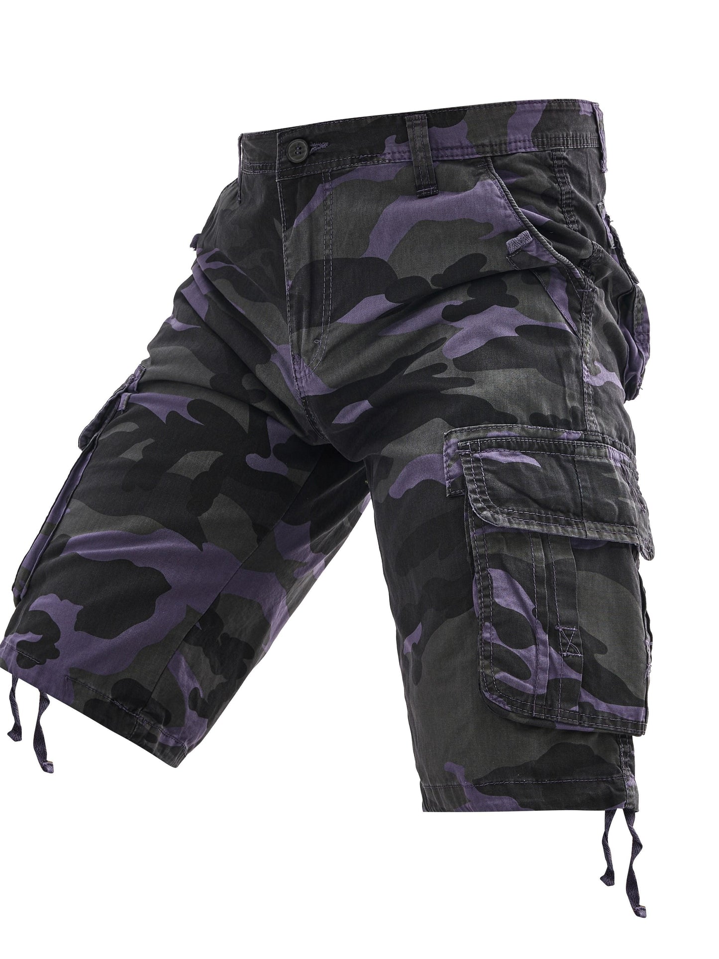 Three-pc Large Size Men's Camouflage Print Outdoor Multi-Pocket Work Shorts, PLUS SIZE