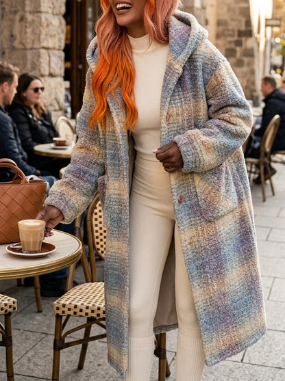 Grey Powder Blue Rice Home Coat Ladies Black Five Exclusive Warm Thick And Velvet Long Cute Sweet Home Colorful Plaid Home Pajamas Christmas Coat.