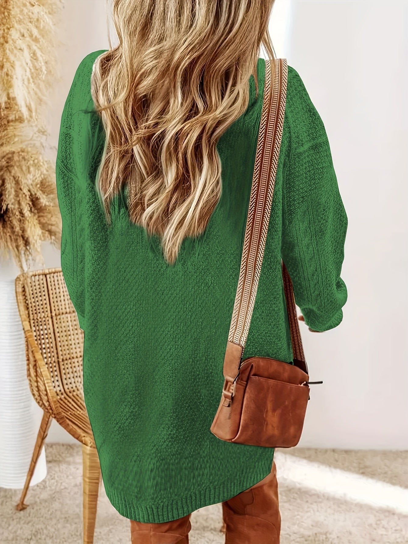 Plus Size, Beige Cable Sweater Dress - Oversized Slouchy Mid-Length Dress with Drop Shoulder, Cozy Winter Dress for Fall/Winter, Beige Cable Pattern Pullover, Elegant Casual to Dressy Wear
