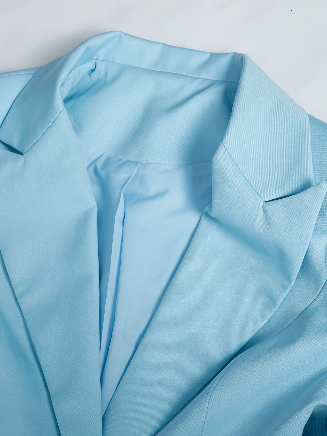 Women'S 2pcs Light Blue Suit Set, Tailored Lapel Blazer & Wide Leg Pants, Formal Business Outfit For Work Party Wedding
