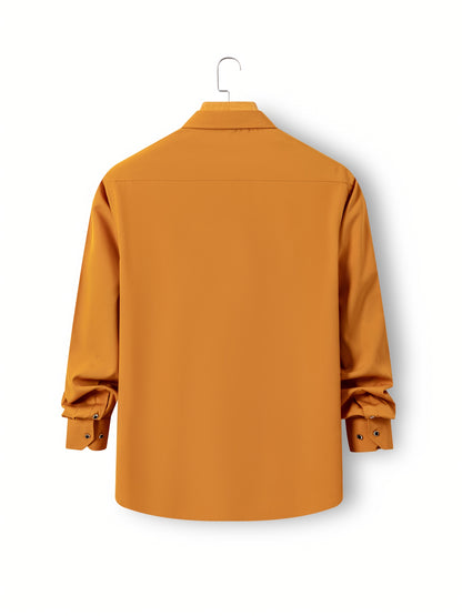 Father'S Day Gift Choice, Men'S Long Sleeve Button Shirt, Crystal Button Design, Solid Color Plain Formal Business Attire, Great As Gift for Party, Wedding, Date Dress Shirt