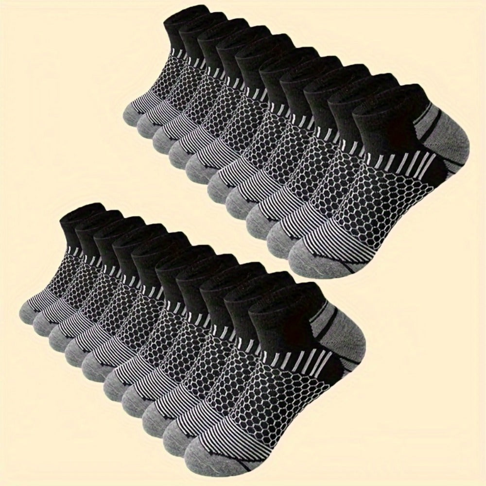 Men's Athletic Ankle Socks - 20-Pair Pack