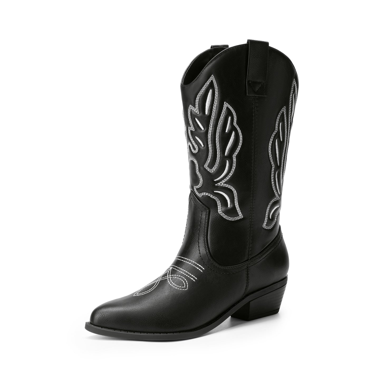 Women's Cowboy Boots Mid Calf Cowgirl Boots Embroidery Stitched Western Boots