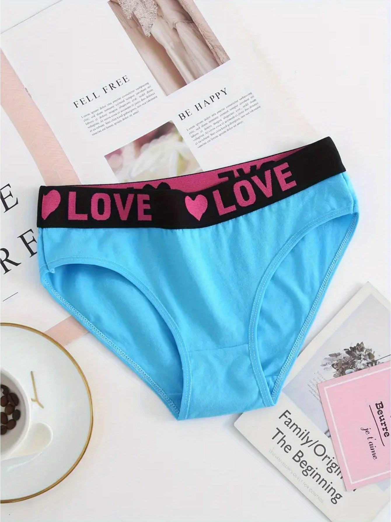 12-Pack Seamless Women'S Briefs with Simple Letter Heart Pattern, Comfortable Stretch Fabric Underwear