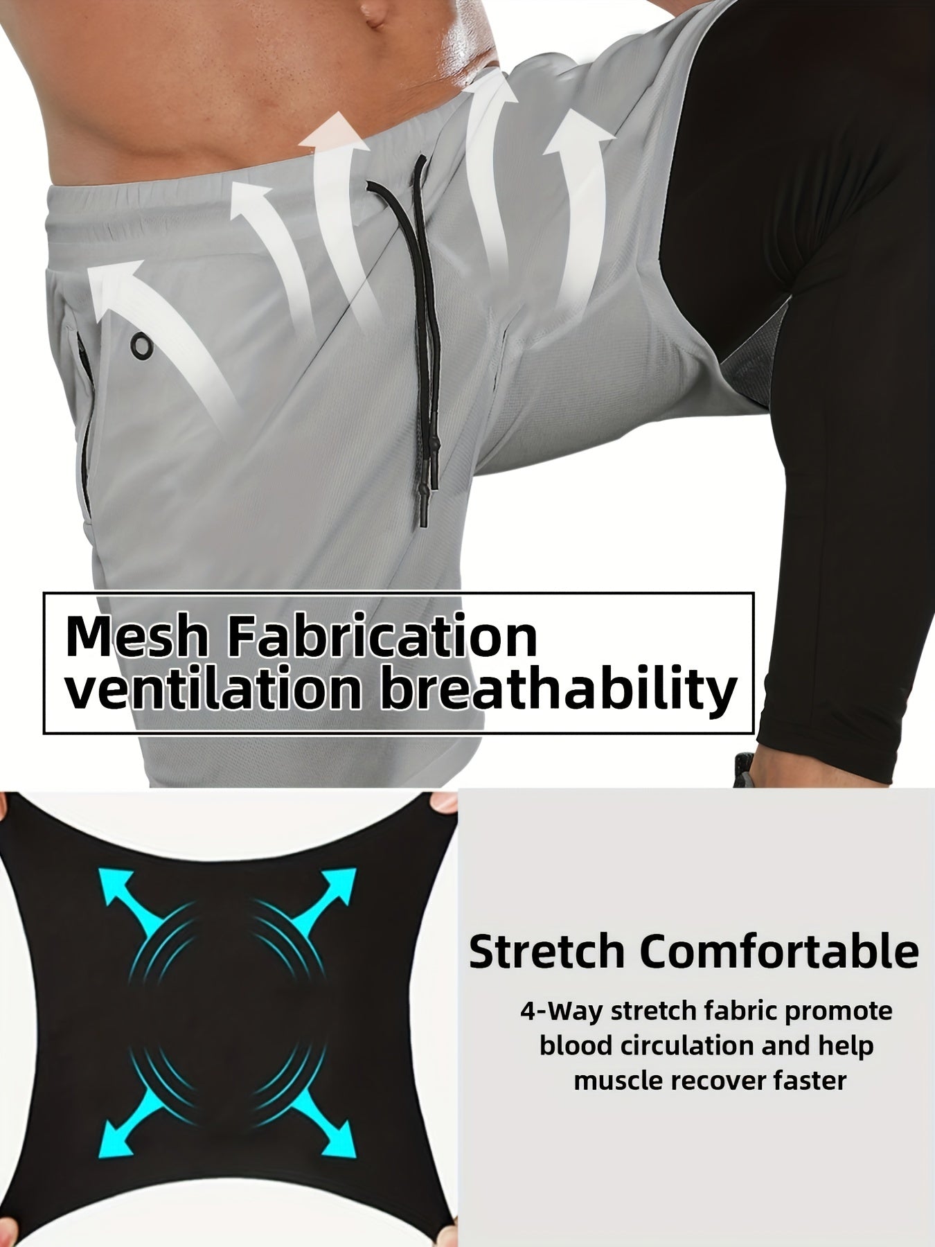 Set of 2 Men'S 2-In-1 Running And Workout Pants Designed for Gym Use, Featuring a Towel Loop