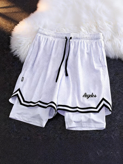 1pc Of Sports Basketball Shorts, Loose And Comfortable, Sweat Wicking And Breathable, Outdoor Running Lined with Stretch Cloth Quick-drying Training Pants