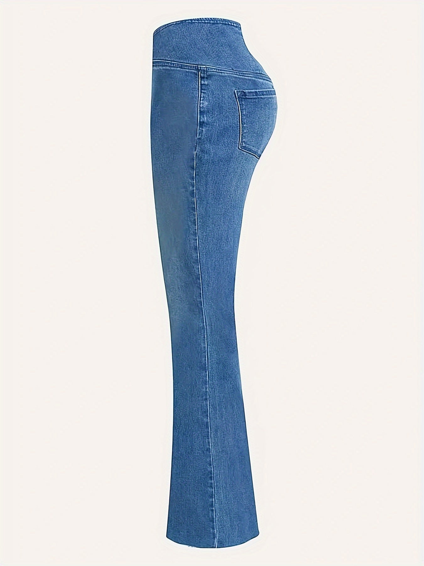 Women's High-Waisted Stretch Jeans - Wide-Leg Bell-Bottom Flared Pants with Cross-Waist , -Like Rayon//Spandex (75/23/2%), All-Season Casual to Dressy Wear, Wrinkle-Resistant Trousers