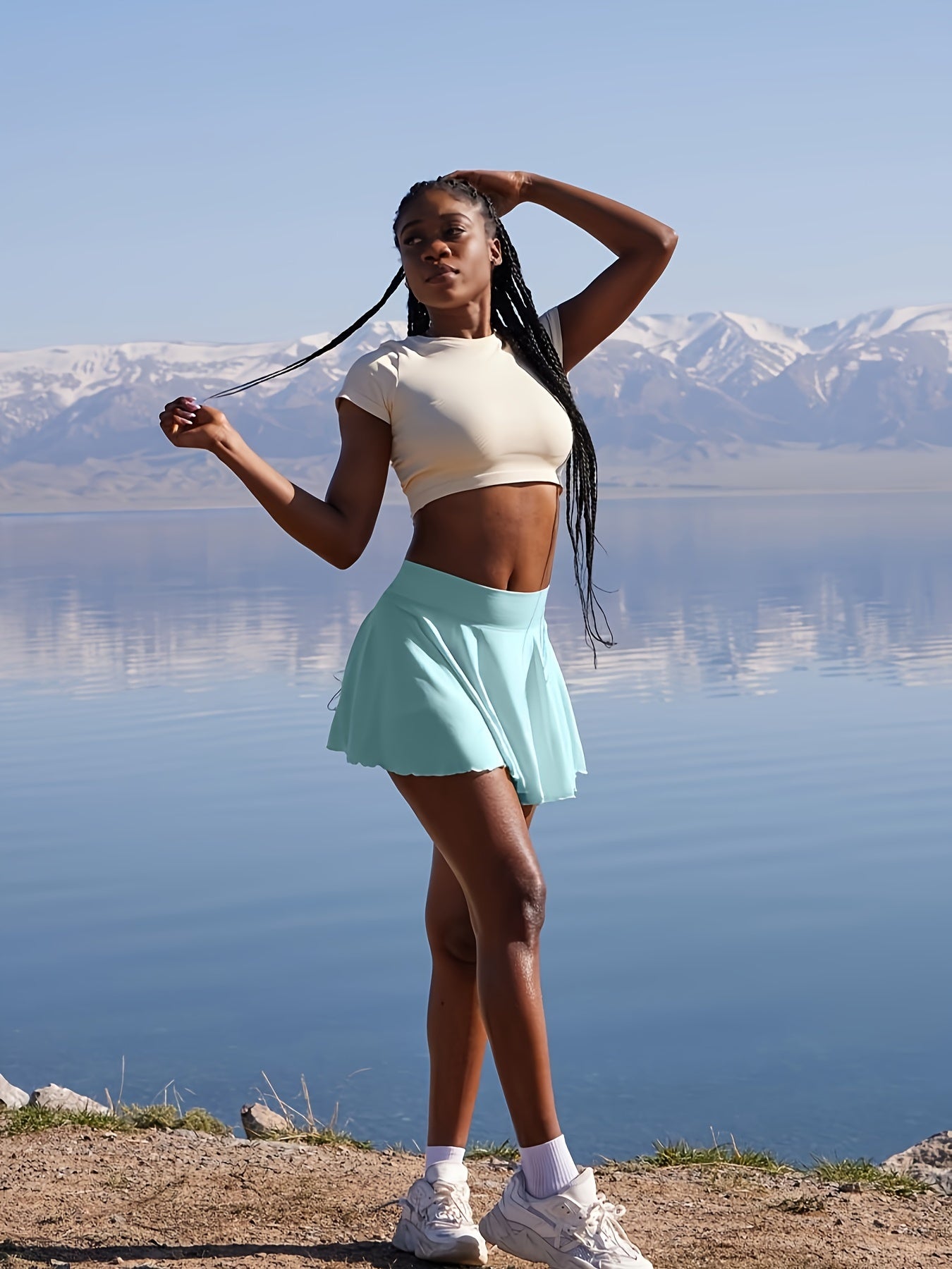 Ladies' Two-Piece Skirts Featuring a 2-In-1 Design, Flowy And Cheeky Short Styles, Stretchy Flared Casual Mini Skirts for Women'S Fashion Bottoms