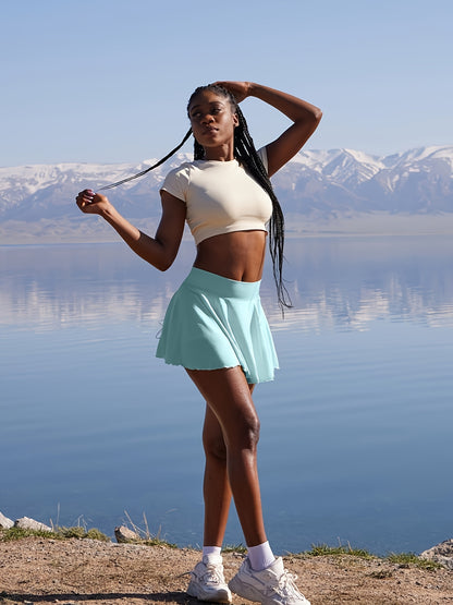 Ladies' Two-Piece Skirts Featuring a 2-In-1 Design, Flowy And Cheeky Short Styles, Stretchy Flared Casual Mini Skirts for Women'S Fashion Bottoms